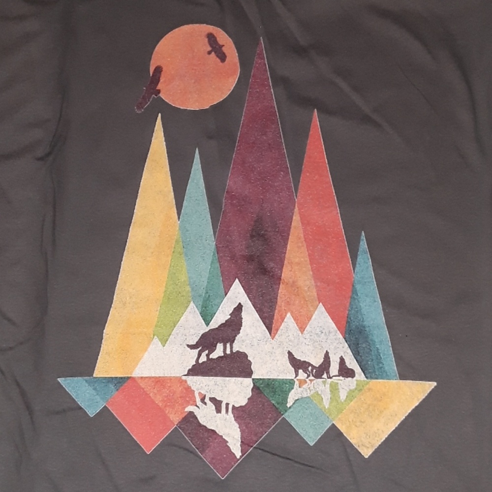 ** Wolves Mountain Moon Custom Printed Graphic Tee